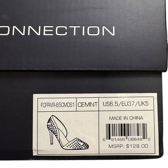 NEW French Connection Studded Pointed Toe D’Orsay Heels 6.5 Nude Cement Vegan - Picture 2 of 11